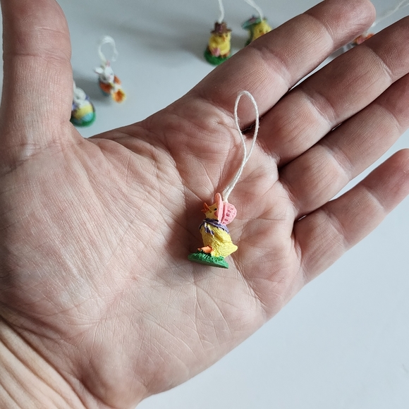 Vintage 1990s Miniature Easter Tree Ornaments Set of 13 Mini Figures - Picture 6 of 6